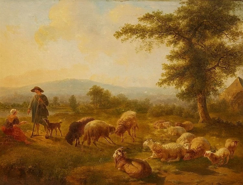 Balthasar Ommeganck - Paesaggio fluviale con pastori e il loro gregge